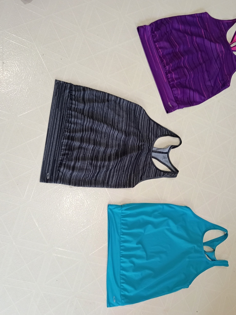 Champion Women’s Racerback Tops - Black Stripe, Purple, Blue